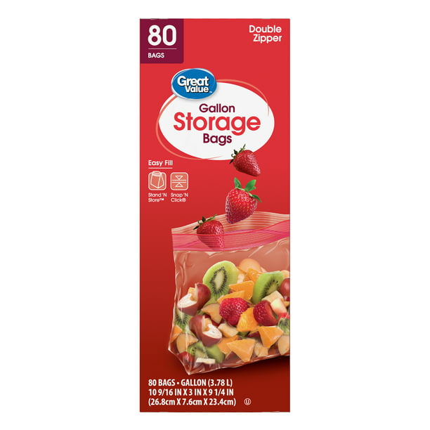 02f7c16f-e3b2-4796-b86a-ead07117db80.25156b859a62e13f769090520e2bcc1e-1-1.jpeg Great Value Fresh Seal Double Zipper Storage Bags, Gallon - Image 1