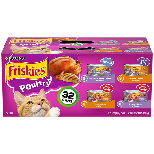 04f17d50-15df-4012-b31d-727d676355eb.2495b5b419457b25bb98a3468efb267b.jpeg Purina Friskies Poultry Wet Cat Food Variety Pack, 5.5 oz Cans (32 Pack) - Image 1