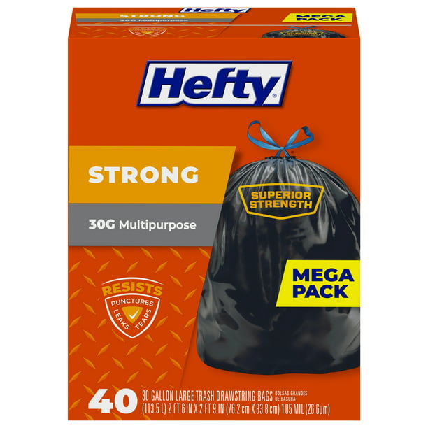 9e90ff60-3246-4e47-b93b-27e28018b54d.c32c9d6dd16973e979e21dfae4d29aa9-1-1.jpeg Hefty Strong Large Trash Bags, 30 Gallon, 40 Count - Image 1