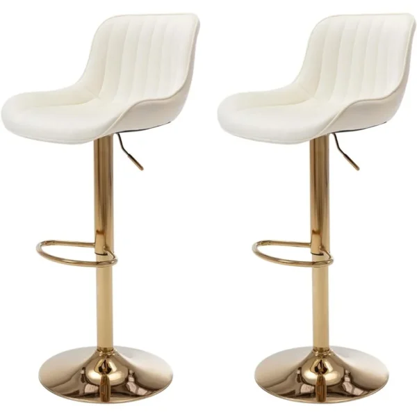 Modern Velvet Swivel Bar Stools Set of 2 - Adjustable Counter Height Chairs with Backs for Kitchen Home Decor