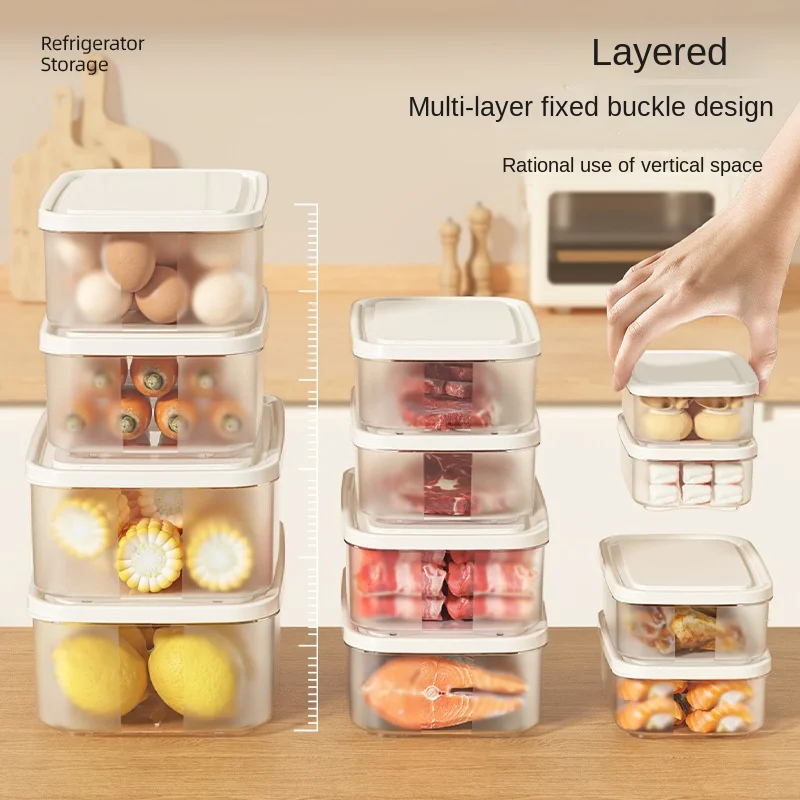 kf-S6960026618de4b9abd47f7c45eaf1b09w.webp Stackable Food Storage Containers Set with Lids Leakproof Freezer Microwave Safe Fridge Organizer Kitchen Space Saving - Image 1