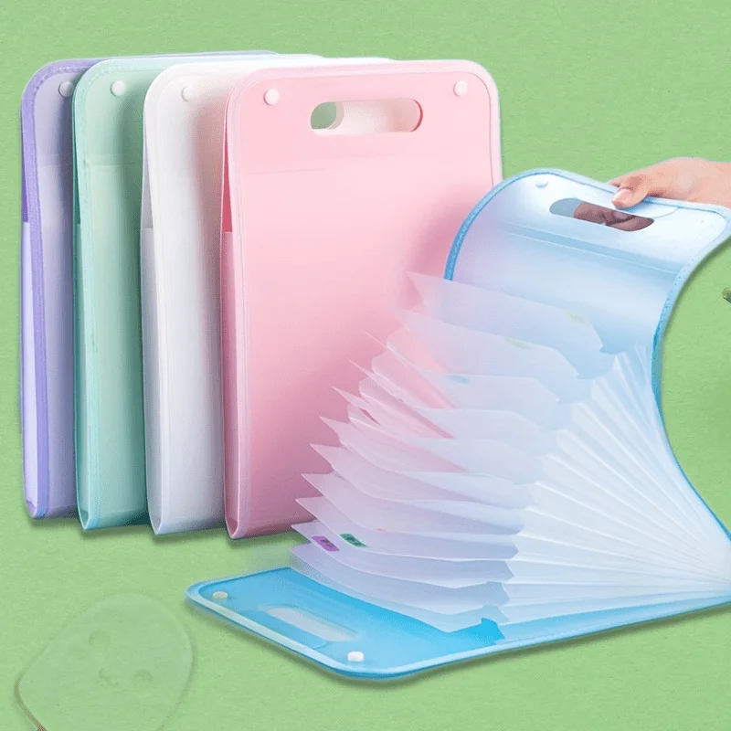kf-S74822f9c685a4bf090de480f9d030b5cC.webp 1 A4 Macaron vertical binding file bag Student test paper storage bag 13 cell portable organ bag, office school supplies - Image 1