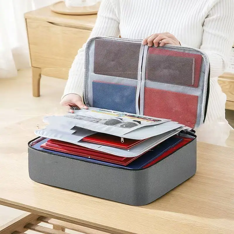 kf-S86e5f49e6c5b42dd8e3bd03b1a81ab7bB.webp 1pc Waterproof Document Storage Bag with Lock - Large Capacity for Office, Business, and Home - Organize Certificates, Passports - Image 1