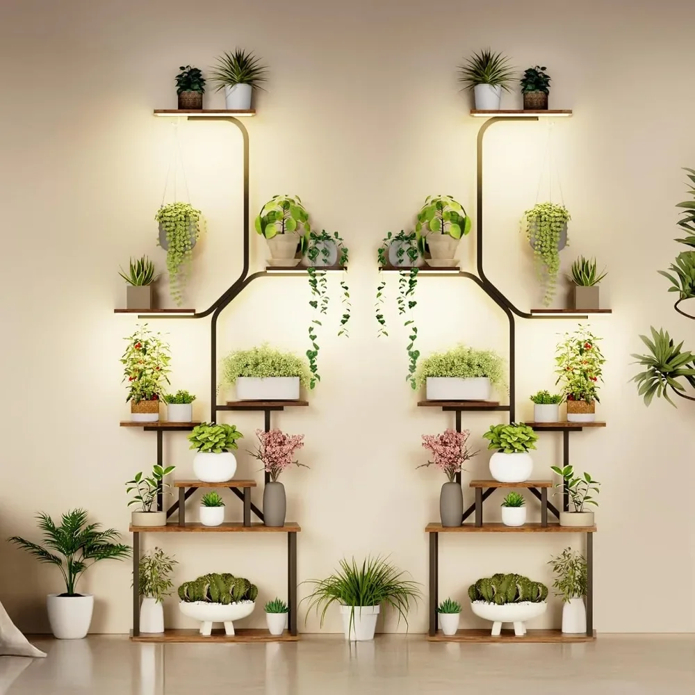 kf-Sbd8f7d2a80fd44e8b452ed7a4cc8edb0I.webp Stand Indoor with Grow Lights, 8 Tiered Indoor Shelf, 63" Tall Stand for Indoor Plants Multiple, Metal - Image 1