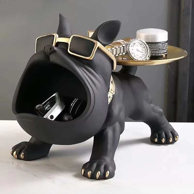 kf-Se9399aafa59e4ecc96b49a0b32b2429eD.webp 30cm Home Decor Bulldog Figurine Dog Statue Storage Box Animal Ornament Resin Craft Art Sculpture Figurine Home Puppy Sculpture - Image 1