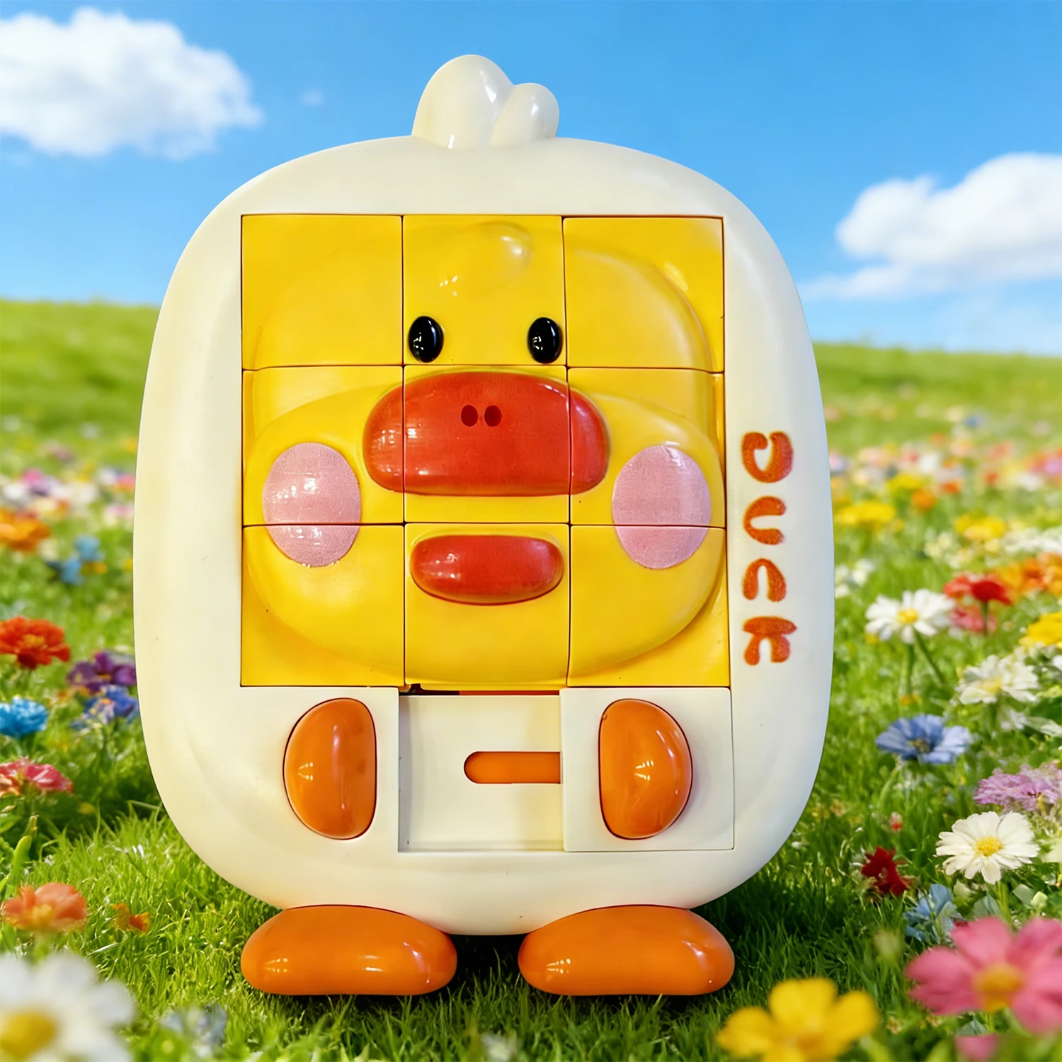 kf-S46a2f72de178445882c049bfcaea89a4X Cute Yellow Duck Puzzle Toy for Toddlers, 9-Piece Block Puzzle, Educational Sensory Toy for Baby Boys and Girls 1-3 Years - Image 1