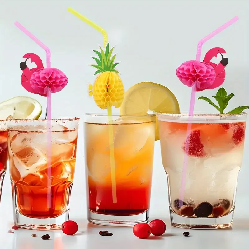 kf-S0125b5fadb994725872ce3fe16e7e65dn.webp Reusable Flamingo Pineapple Drinking Straws Tropical Party Supplies for Hawaiian Summer Pool Beach Decorations & Wedding Themes - Image 1