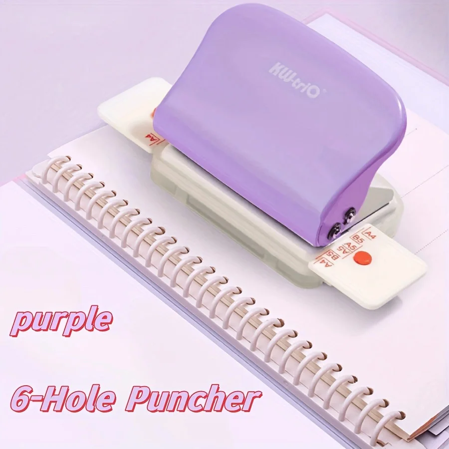kf-S089732ec31644c319c6ff04636af2edfC.webp 1pc 6-hole punch, loose-leaf book DIY binding supplies,Notebook journal binding office paper cutter-office - Image 1