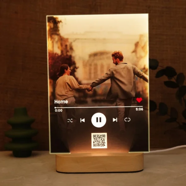 Custom Song Acrylic Plaque Personalized Photo QR Code Night Atmosphere Decor Romantic Gift Anniversary Valentine Desk Display