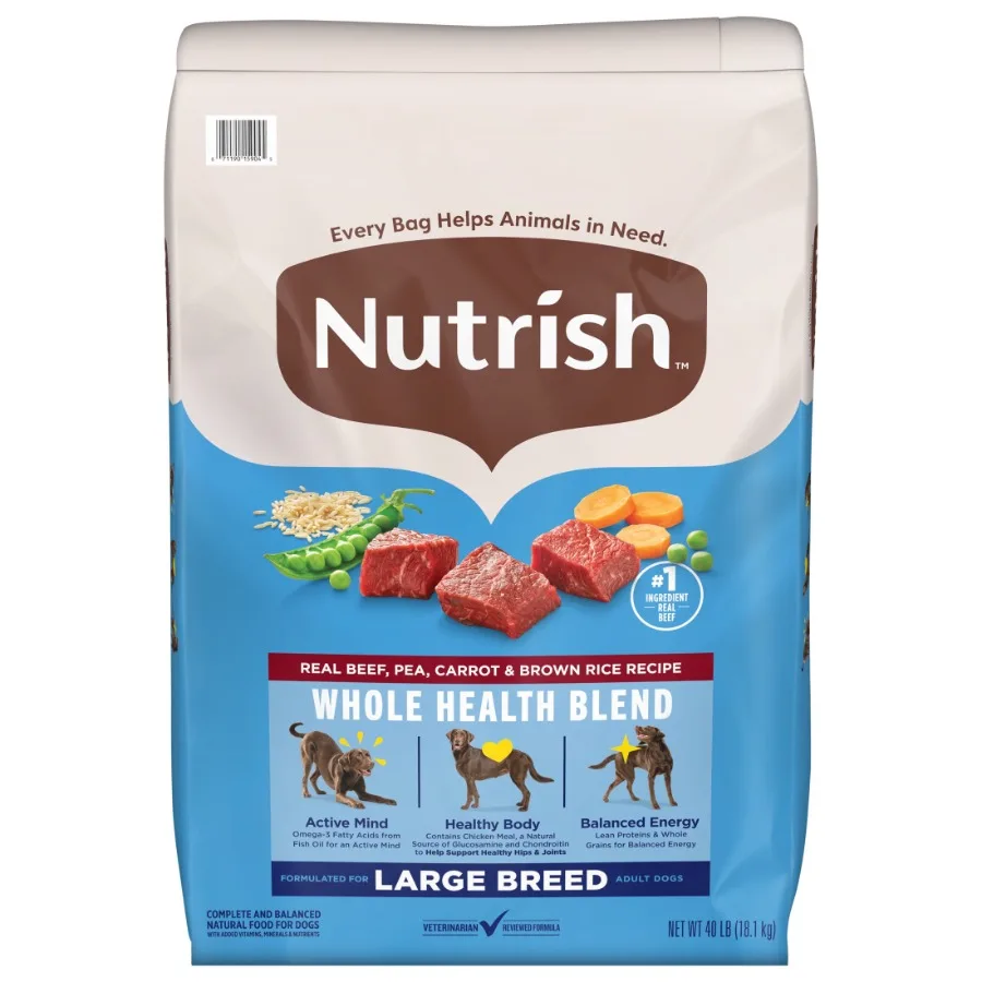 kf-S0d5e22b206774d68b36cf4a25e99dc72C.webp Large Breed Real Beef Pea Carrot Brown Rice Recipe Whole Health Blend Dry Dog Food 40 lb. Bag Premium Nutrient-Dense Formula De - Image 1