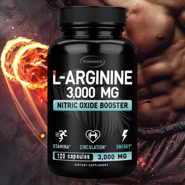 L-Arginine 3000mg - for Energy, Strength and Endurance Support During Exercise | Muscle Mass, Non-GMO