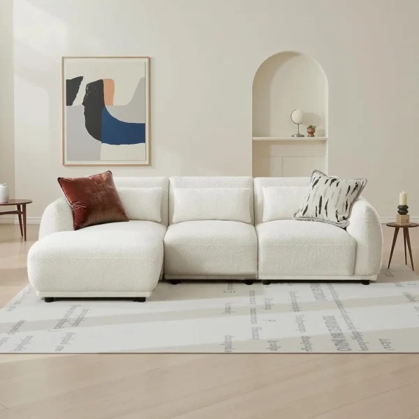 Sectional Lambswool Sofa Couch, L/U Shaped Cloud Couches with Ottoman Stools,Modular Free Convertible Sofa for, Customized