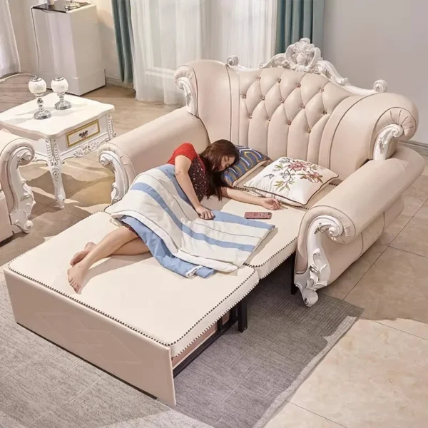 Leather Sleeper Living Room Sofa Multifunctional Double Lounge Classic Sofa Europe Couples Divano Soggiorno Home Furniture