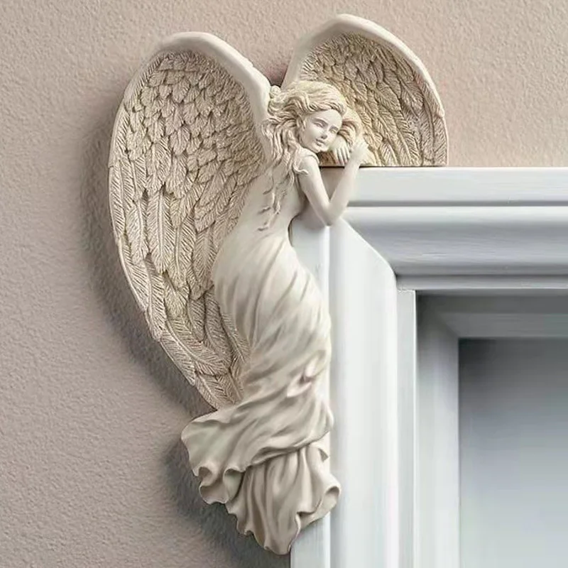 kf-S2a7b077071174e70a4dd5411d2e139bfn.webp Angel Door Frame Decoration Wing Resin Craft Creative Fashion Goddess Decoration Home Decor Angel Gift Festival Accessory Party - Image 1