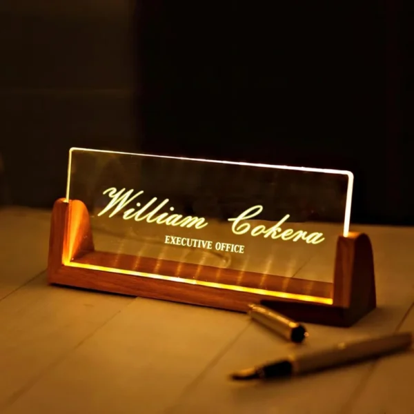 Personalized Acrylic Led Nameplate Customized Name Acrylic Plaque Office Desk Logo Table Nameplate Decor New Job Promotion Gift