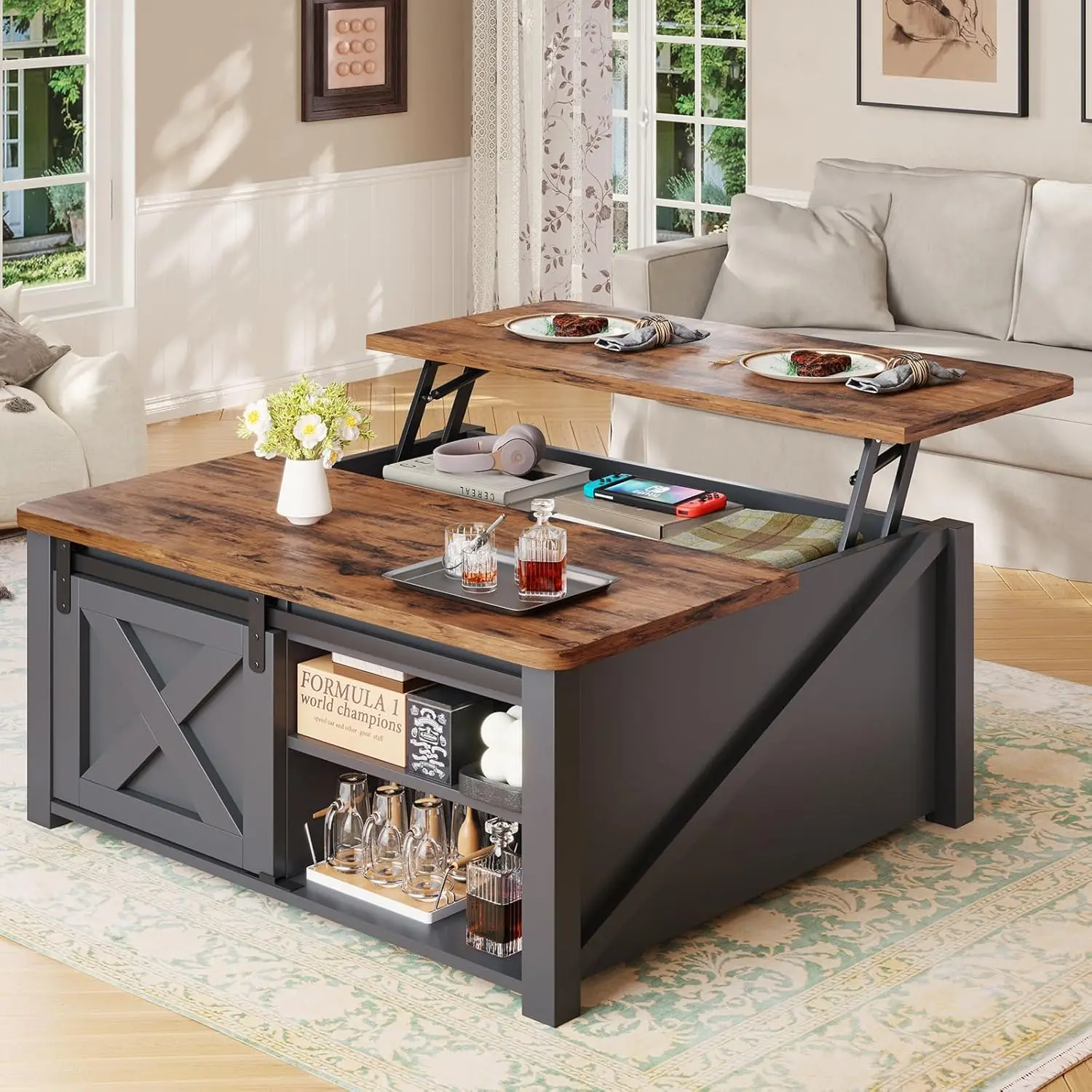 kf-S37bf48b832c2459fa3b3a044b3464c03q.webp 31.5" Lift Top Coffee Table with Storage, Square Coffee Tables for Living Room, Farmhouse Coffee Table with Large, Customized - Image 1