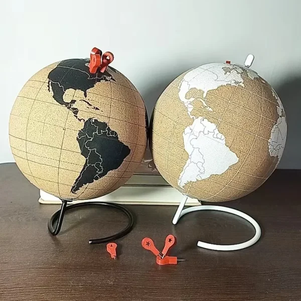 Cork Globe Holder DIY Creative Office Desktop Decor Globe Ornament Unique Message Board Softwood Earth Travel Commemoration Gift