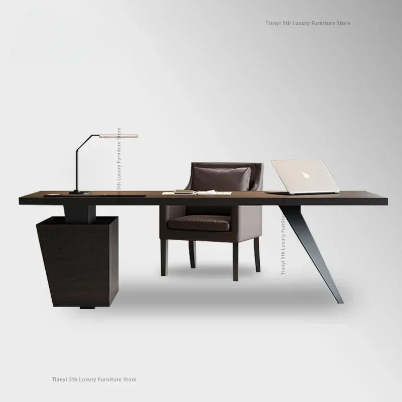kf-S4f6dc99bd72c4f25a174e8b1eed92172b.webp Italian Minimalism Office Desks Luxury Modern Designers Solid Wood Office Desk Room Computer Office Furniture مكاتب كمبيوتر FYOD - Image 1