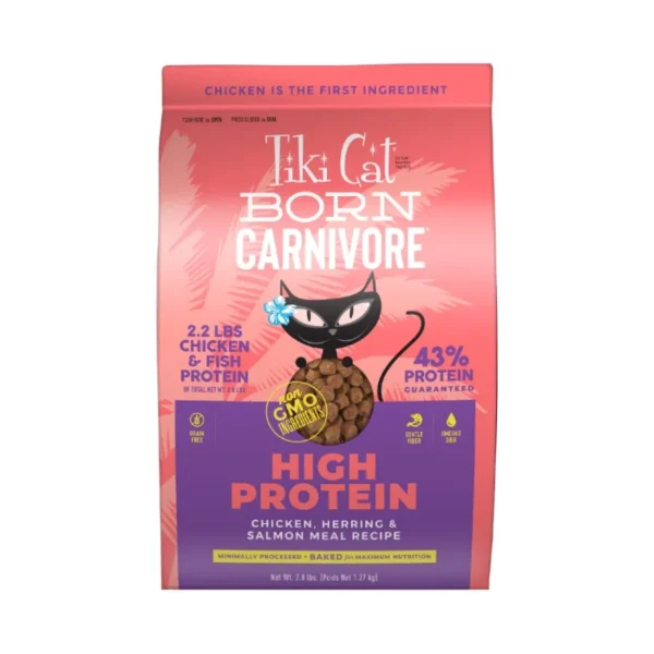 Tiki Cat Born Carnivore High Protein Dry Cat Food Chicken Herring Salmon Meal 2.8 lbs. Bag