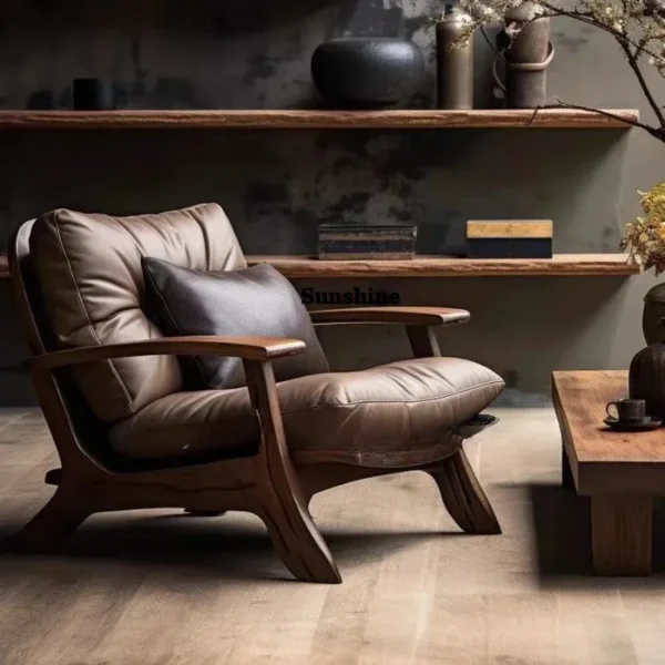 Chinese Solid Wood Sofa Chair, Solid Wood, Customizable, Living Room Sofa, Armchair, Anti-corrosion and Moisture-proof FT
