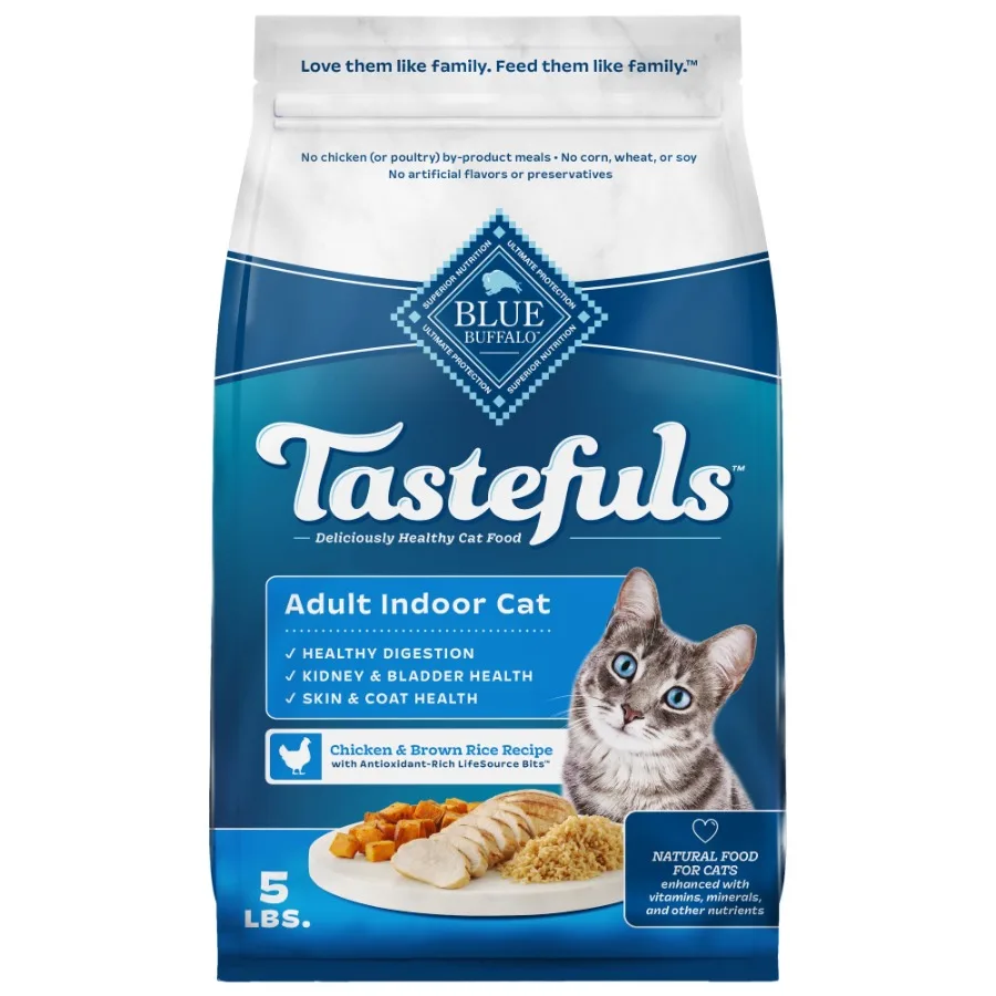 kf-S70b0b806a1e34033bbd9ae49c77bc22b6.webp Tastefuls Dry Food for Adult Indoor Cats Chicken and Brown Rice Flavor 5-lb Bag High-Quality Protein Grain-Inclusive Formula Na - Image 1