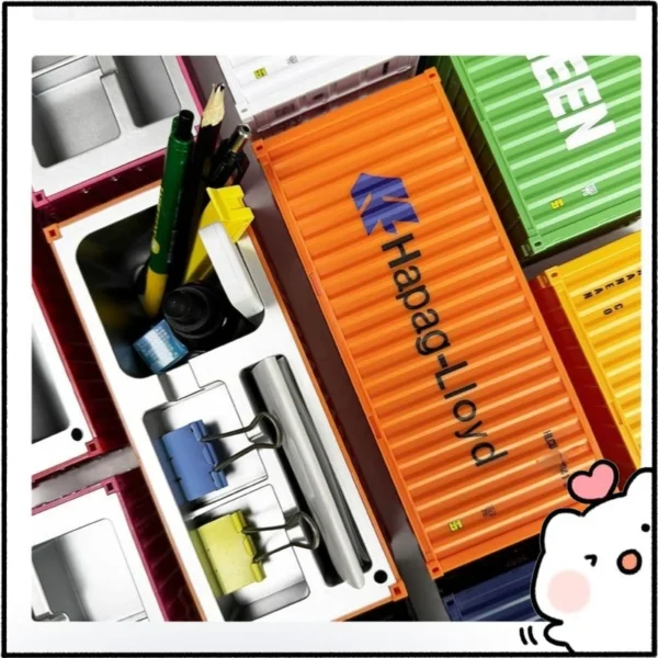 Miniature Realistic Shipping Container Model Simple Multifunctional Office Desktop Pen Holder Storage Box Home Decor Craft