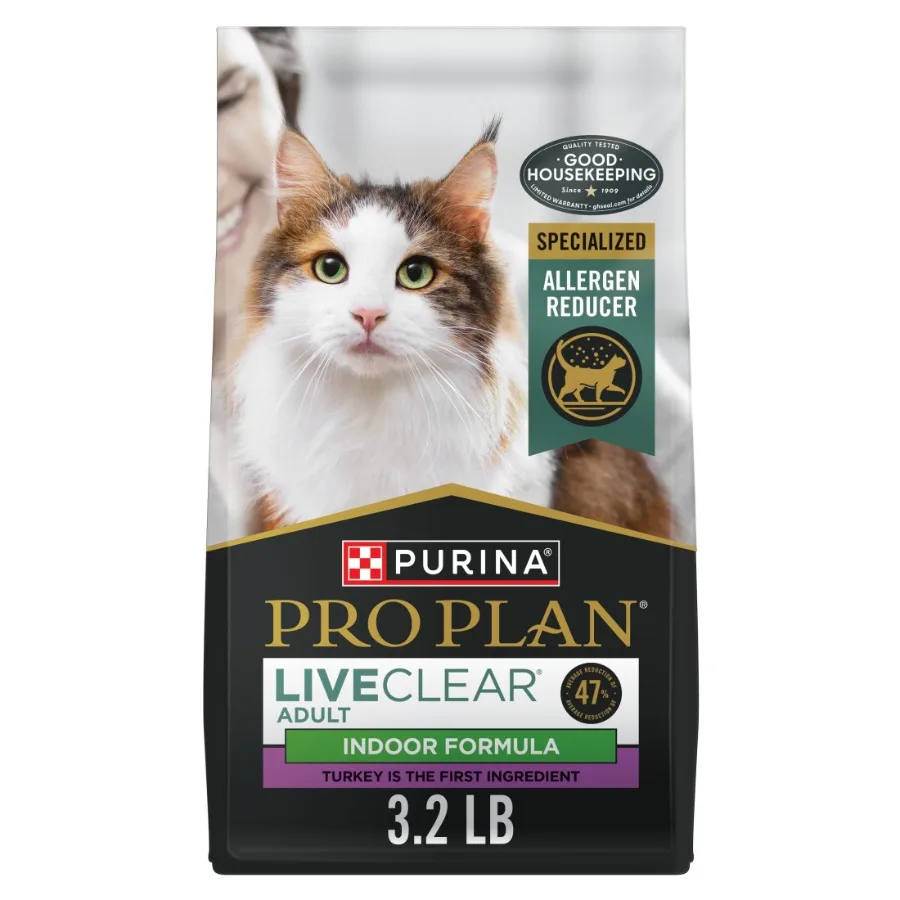 kf-S8c2e68b9e5594e4ea5484706fabe51efy.webp Indoor Dry Cat Food LiveClear Cat Allergen Reducing Turkey and Rice Formula 3.2 lb Bag - Image 1