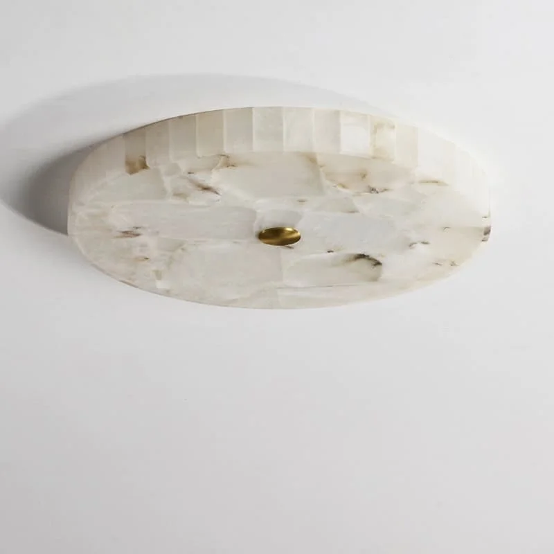 kf-S8e6382d17b48452d8bc4e08c98001177u.webp Round Splicing Spanish Marble Alabaster Ceiling Lamp Bedroom Living Room Dining Room Corridor All-copper Wall Lamp Indoor Decor - Image 1