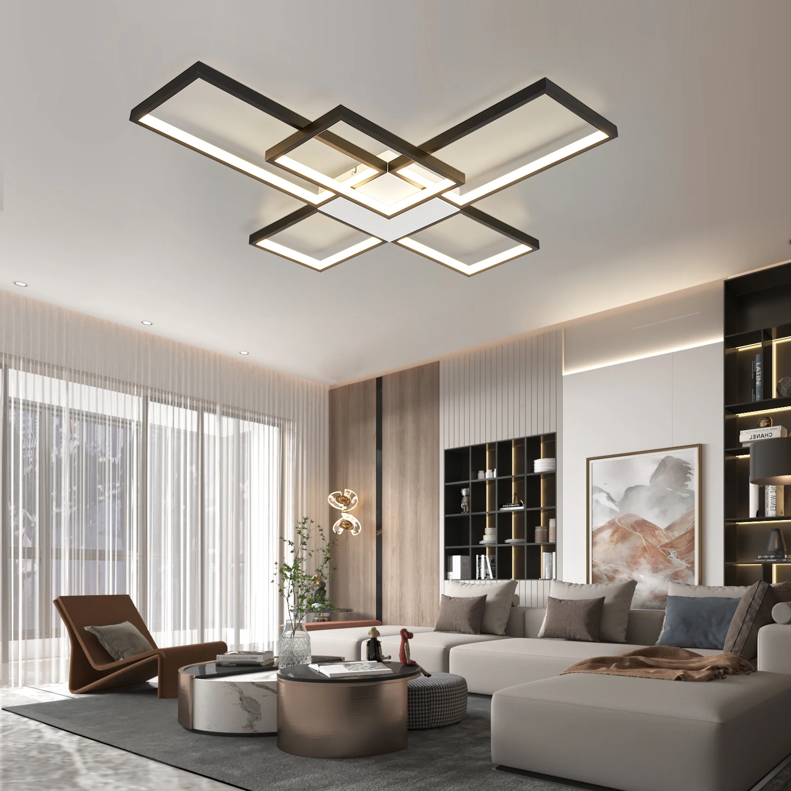 kf-Saee41dda296147b59f512883fe652b1a9.webp New Modern Led Ceiling Lights for livingroom bedroom lustre home decor Dimmable Ceiling light Black/Gold Ceiling Lamp Fixtures - Image 1
