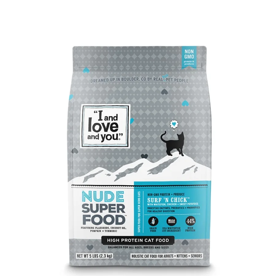kf-Sbf2df56da7dc42dabaed1855fd3020a3P.webp Nude Food Surf 'n Chick Dry Cat Food 5 lb Bag - Chicken Flavor High-Protein Grain-Free Natural Ingredients for Healthy Digestio - Image 1