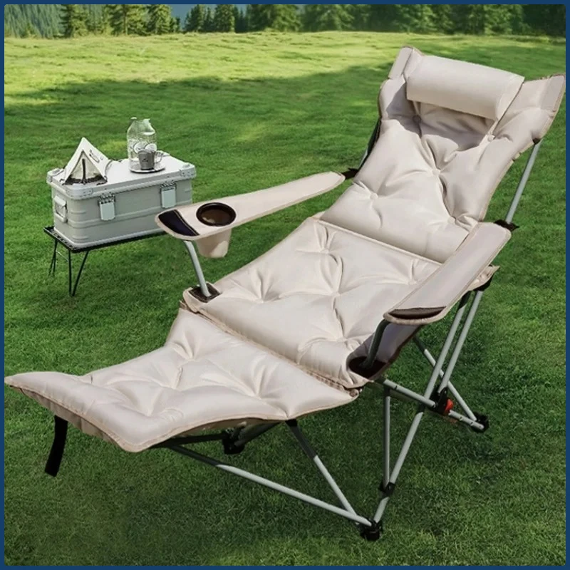 kf-Sc16d5341d61b4e7188ca7fe721e65e53B.webp Folding Recliner Portable Camping Chair with Adjustable Backrest and Cotton-Filled Seat for Travel Beach Fishing Outdoor Chair - Image 1