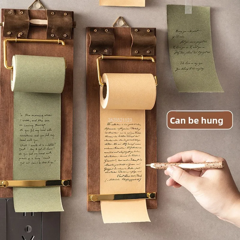kf-Sc1ac1a47c57f4496821b51171a85fc45K.webp Vintage Sticky Note Clip Hanging Roll Paper Sticky Note No Sticky Ins Wind Board Note Blank Notepad Message Pad - Image 1