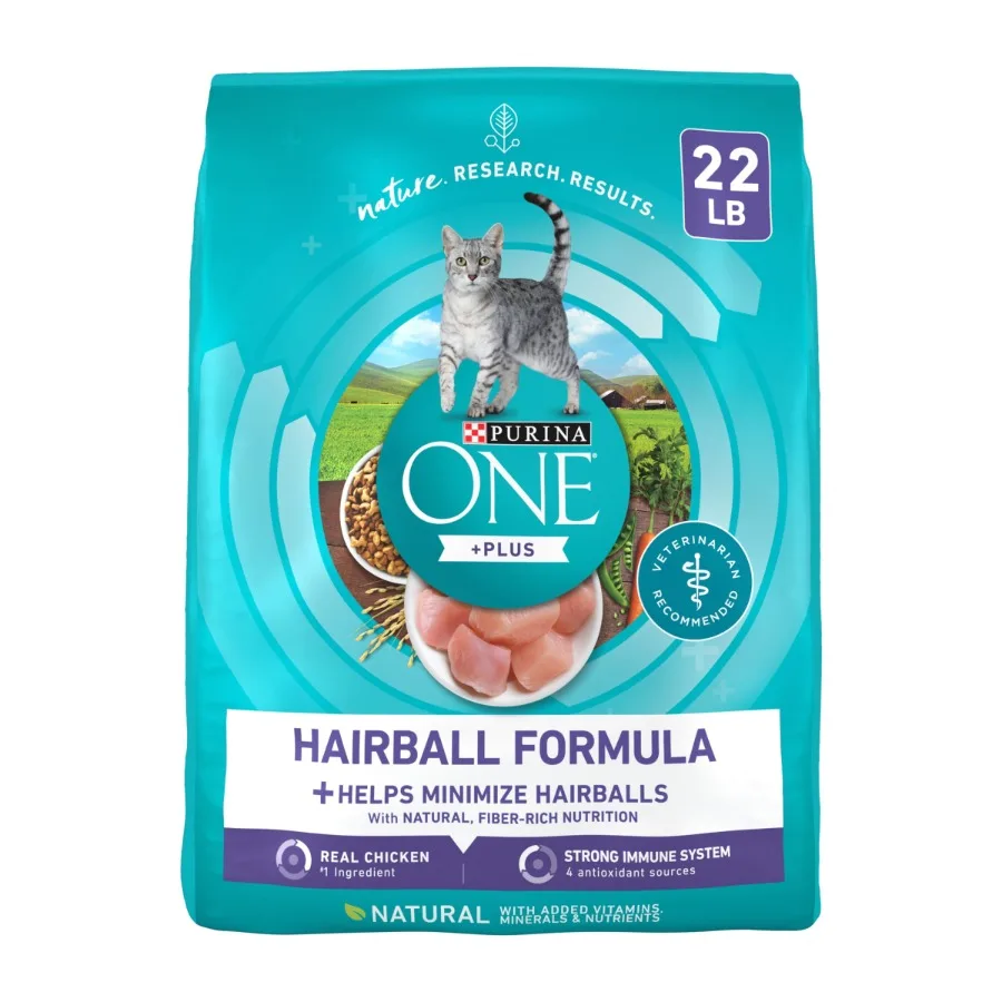 kf-Sd4b83928acf04a5ba9c7753d4a5d3db1Y.webp Plus Dry Cat Food Hairball Formula Natural Chicken 22 lb Bag - Image 1