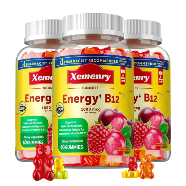 Vitamin B12 Gummies - It Helps Maintain Energy, Boosts Metabolism, and Supports Bones and The Immune System