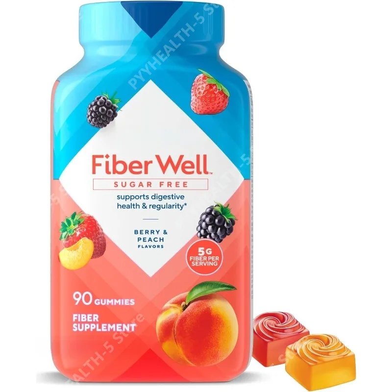 kf-Se58a86691add4ffcbedd9178a1d49ba5V.webp Fiber Well Gummy Vitamins,Fruit Gummies, Prebiotics, Body Supplements, Vitamin Gummies 90 Count (Packaging May Vary) Health Food - Image 1