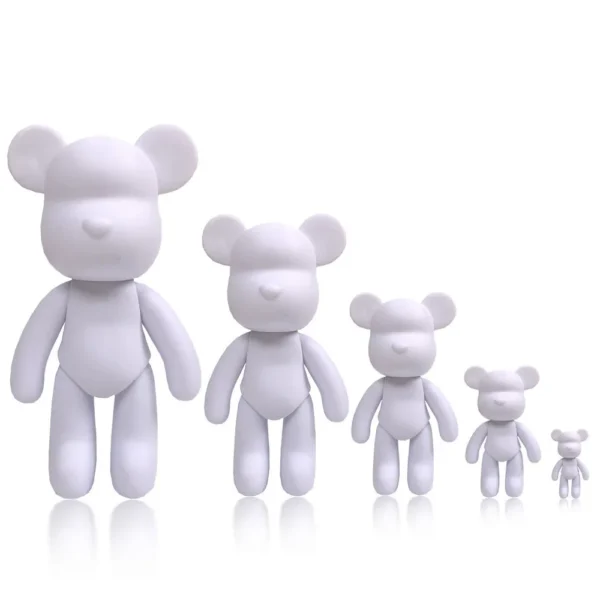 Creative Fluid Bear Handmade DIY Painting Violent Bear Sculpture White Mold Doll Figurine Toys Animal Bear Home Decor Ornaments