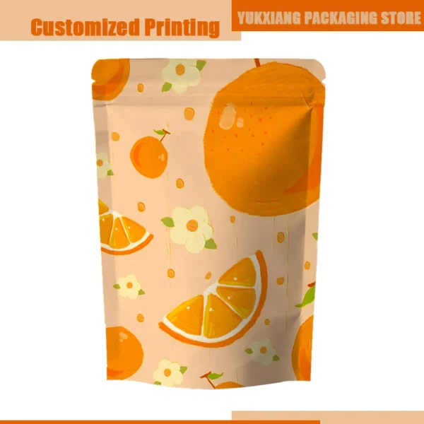Custom Printed White Kraft Standing Ziplock Packaging Bag Waterproof Sealing Dried Fruit Snacks Package Bag