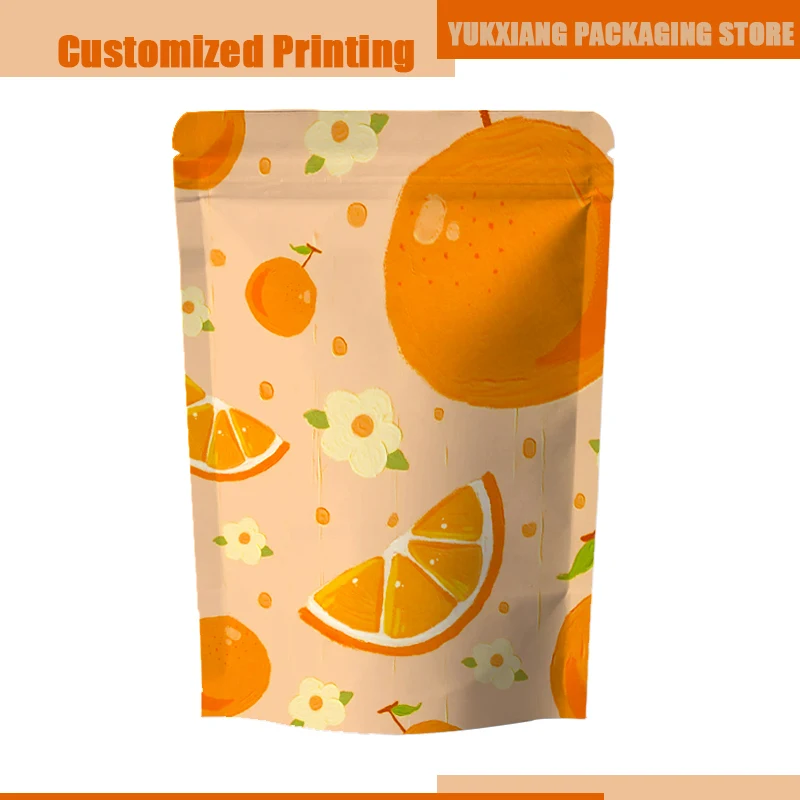 kf-Sf0a2374b1233488b8ecfa3e4c1841e49X.webp Custom Printed White Kraft Standing Ziplock Packaging Bag Waterproof Sealing Dried Fruit Snacks Package Bag - Image 1