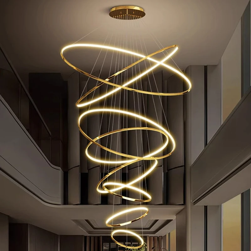 kf-Sfee4f729150c468588ea284f9d398277s.webp Modern home decor led lights pendant light lamps forstaircase Chandeliers for living room hanging light indoor lighting - Image 1